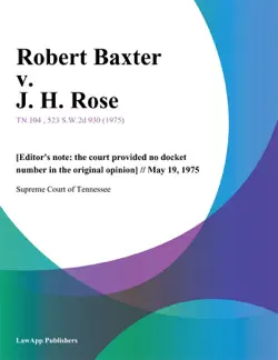 robert baxter v. j. h. rose book cover image
