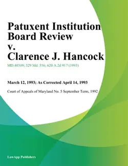patuxent institution board review v. clarence j. hancock book cover image