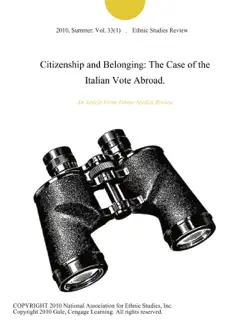 citizenship and belonging: the case of the italian vote abroad. imagen de la portada del libro