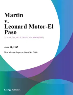 martin v. leonard motor-el paso imagen de la portada del libro