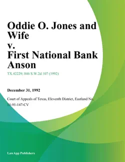oddie o. jones and wife v. first national bank anson book cover image