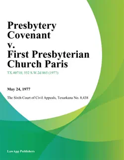 presbytery covenant v. first presbyterian church paris imagen de la portada del libro