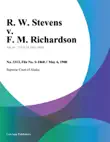 R. W. Stevens v. F. M. Richardson sinopsis y comentarios