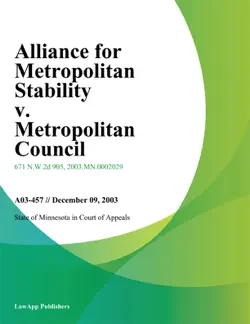 alliance for metropolitan stability v. metropolitan council book cover image