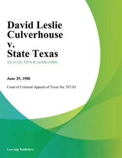 david leslie culverhouse v. state texas book cover image