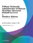William Mcdonald, Administrator of Duncan Mcarthur, Deceased, Plaintiff in Error v. Matthew Hobson synopsis, comments