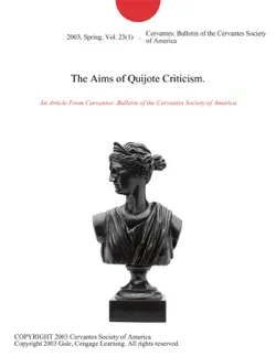 the aims of quijote criticism. imagen de la portada del libro