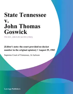 state tennessee v. john thomas goswick imagen de la portada del libro