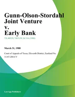 gunn-olson-stordahl joint venture v. early bank book cover image