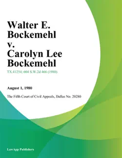 walter e. bockemehl v. carolyn lee bockemehl book cover image