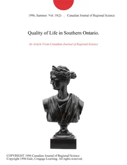 quality of life in southern ontario. imagen de la portada del libro