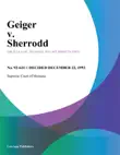 Geiger v. Sherrodd synopsis, comments