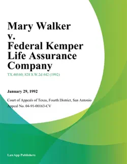 mary walker v. federal kemper life assurance company book cover image