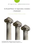 Sir Ronald Wilson: An Appreciation. (Australia) (Testimonial) sinopsis y comentarios