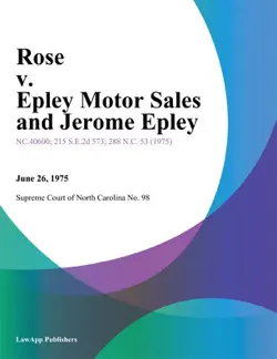 rose v. epley motor sales and jerome epley book cover image