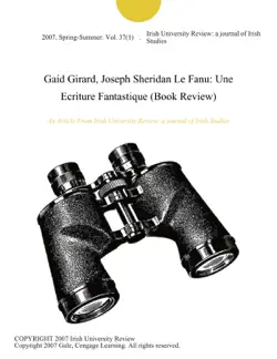 gaid girard, joseph sheridan le fanu: une ecriture fantastique (book review) imagen de la portada del libro