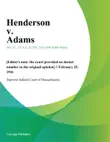 Henderson v. Adams synopsis, comments