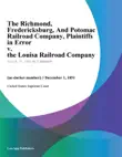 The Richmond, Fredericksburg, And Potomac Railroad Company, Plaintiffs in Error v. the Louisa Railroad Company synopsis, comments