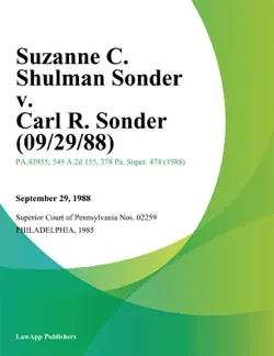suzanne c. shulman sonder v. carl r. sonder book cover image