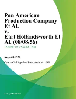 pan american production company et al. v. earl hollandsworth et al. imagen de la portada del libro