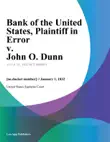 Bank of the United States, Plaintiff in Error v. John O. Dunn synopsis, comments
