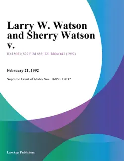 larry w. watson and sherry watson v. book cover image