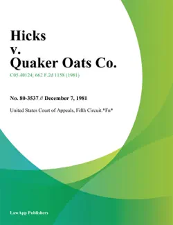 hicks v. quaker oats co. book cover image