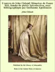 L'oeuvre de John Cleland: Mémoires de Fanny Hill, femme de plaisir Introduction, essai bibliographique par Guillaume Apollinaire sinopsis y comentarios