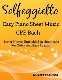 solfeggietto easy piano sheet music- letternames embedded in noteheads for quick and easy reading cpe bach book cover image
