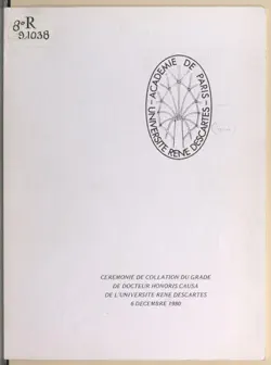 cérémonie de collation du grade de docteur honoris causa de l'université rené descartes imagen de la portada del libro