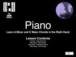 piano - a minor and c major chords in the right hand lesson book cover image