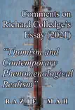 Comments on Richard Colledge’s Essay (2021) "Thomism and Contemporary Phenomenological Realism" sinopsis y comentarios