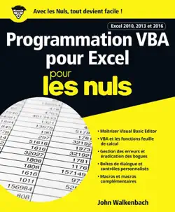 programmation vba pour excel 2010, 2013 et 2016 pour les nuls grand format book cover image