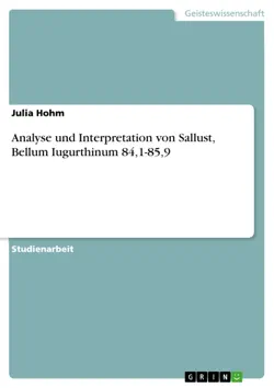 analyse und interpretation von sallust, bellum iugurthinum 84,1-85,9 imagen de la portada del libro