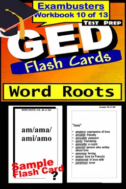 ged test prep word roots review--exambusters flash cards--workbook 10 of 13 book cover image