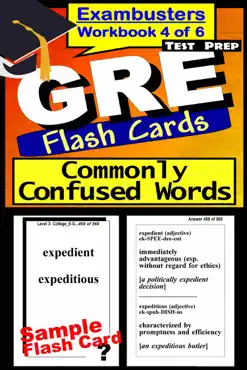 gre test prep commonly confused words review--exambusters flash cards--workbook 4 of 6 book cover image