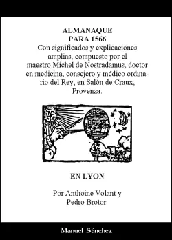 almanaque para 1566 de nostradamus imagen de la portada del libro