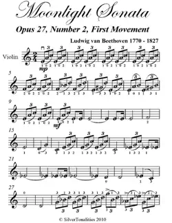 moonlight sonata easy violin sheet music book cover image