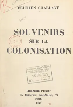 souvenirs sur la colonisation imagen de la portada del libro