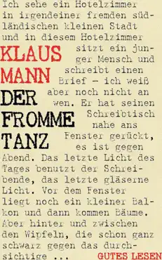 der fromme tanz - roman einer jugend book cover image