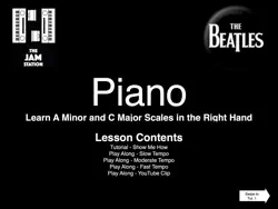 piano - a minor and c major scales in the right hand lesson book cover image