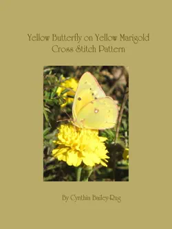 yellow butterfly on yellow marigold flower cross stitch pattern book cover image