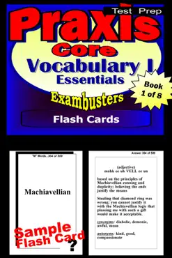 praxis core test prep essential vocabulary 1 review--exambusters flash cards--workbook 1 of 8 book cover image
