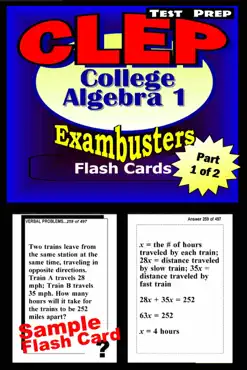 clep college algebra test prep review--exambusters algebra 1 flash cards--workbook 1 of 2 book cover image