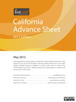 california advance sheet may 2012 book cover image