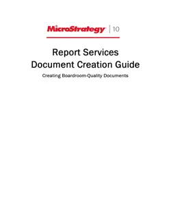 document creation guide for microstrategy 10 book cover image