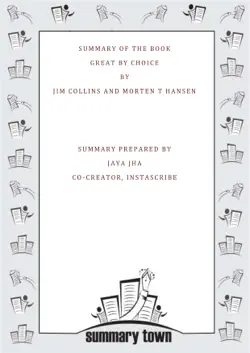 summary of the book great by choice by jim collins and morten t hansen book cover image