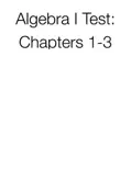 Algebra I Test: Chapters 1-3