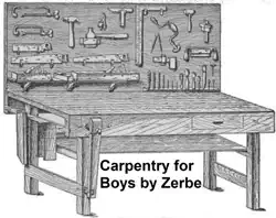 carpentry for boys, illustrated book cover image